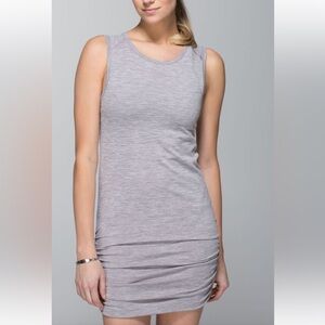 Lululemon In The‎ Flow Dress Ruched Sides Heathered Grey Women’s Size 4